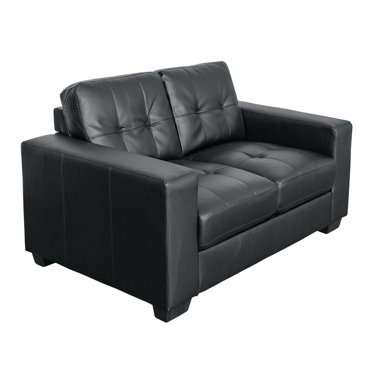 Corliving Lzy-101-l Club Tufted Black Bonded Leather Loveseat