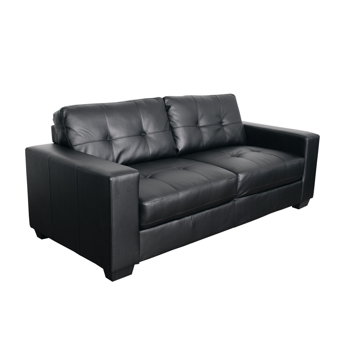 Corliving Lzy-101-s Club Tufted Black Bonded Leather Sofa