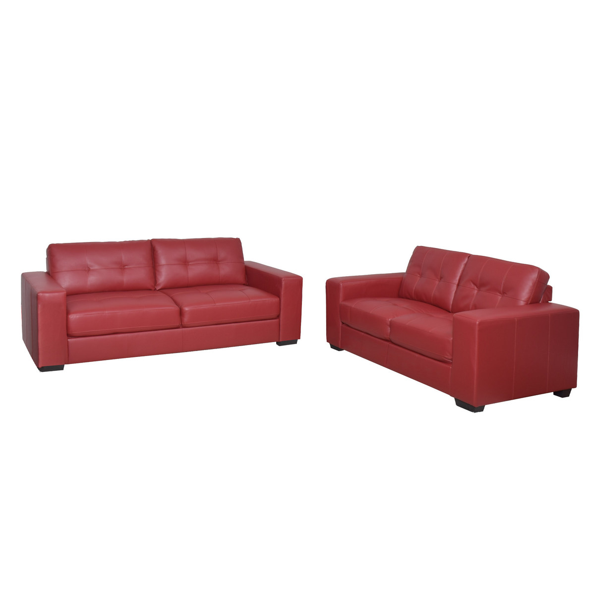 Tufted Red Bonded Leather Sofa Set