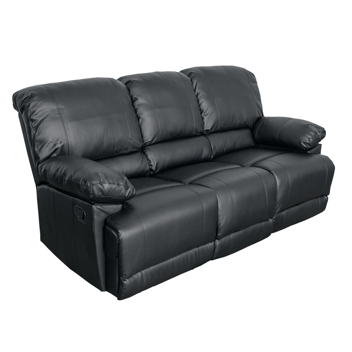 Corliving Lzy-301-s Lea Black Bonded Leather Reclining Sofa