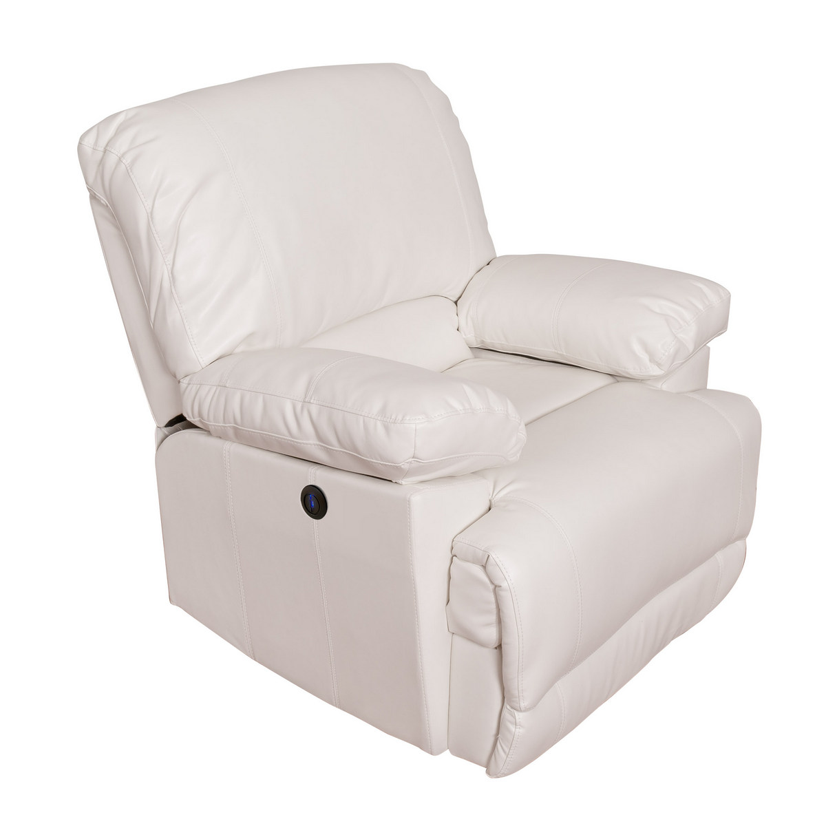 CorLiving LZY-312-R Lea White Bonded Leather Power Recliner with USB Port - CorLiving Recliners