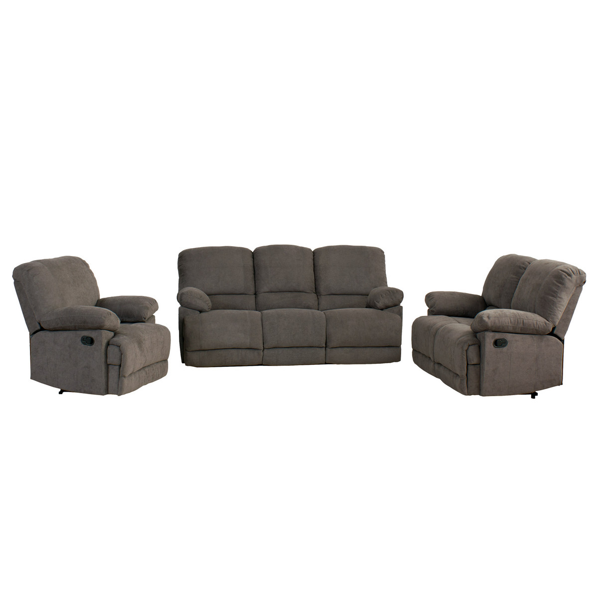 Corliving Lzy-331-z1 Lea 3pc Grey Chenille Fabric Reclining Sofa Set