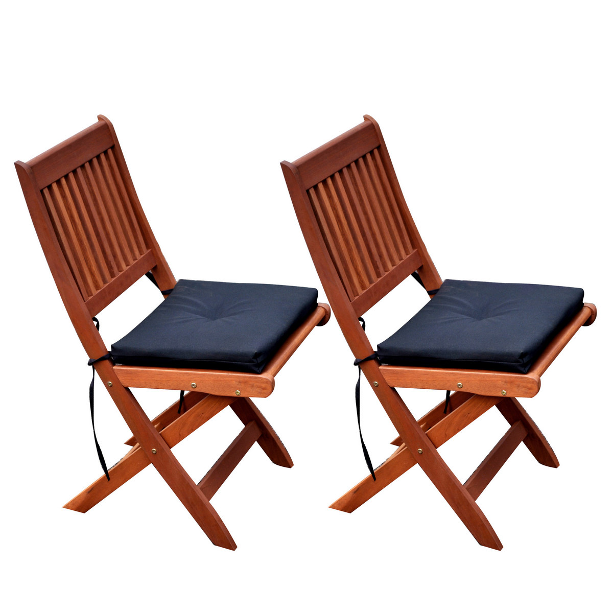 CorLiving PEX-369-C Miramar Cinnamon Brown Hardwood Outdoor Folding Chairs, Set of 2