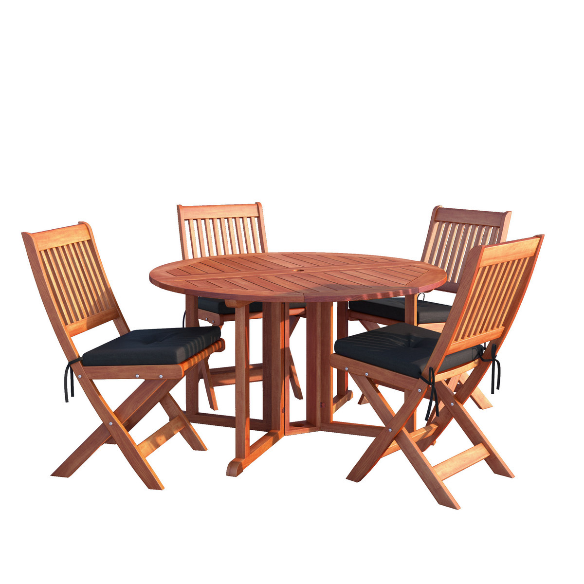Corliving Pex-369-z Miramar 5pc Cinnamon Brown Hardwood Outdoor Folding Dining Set