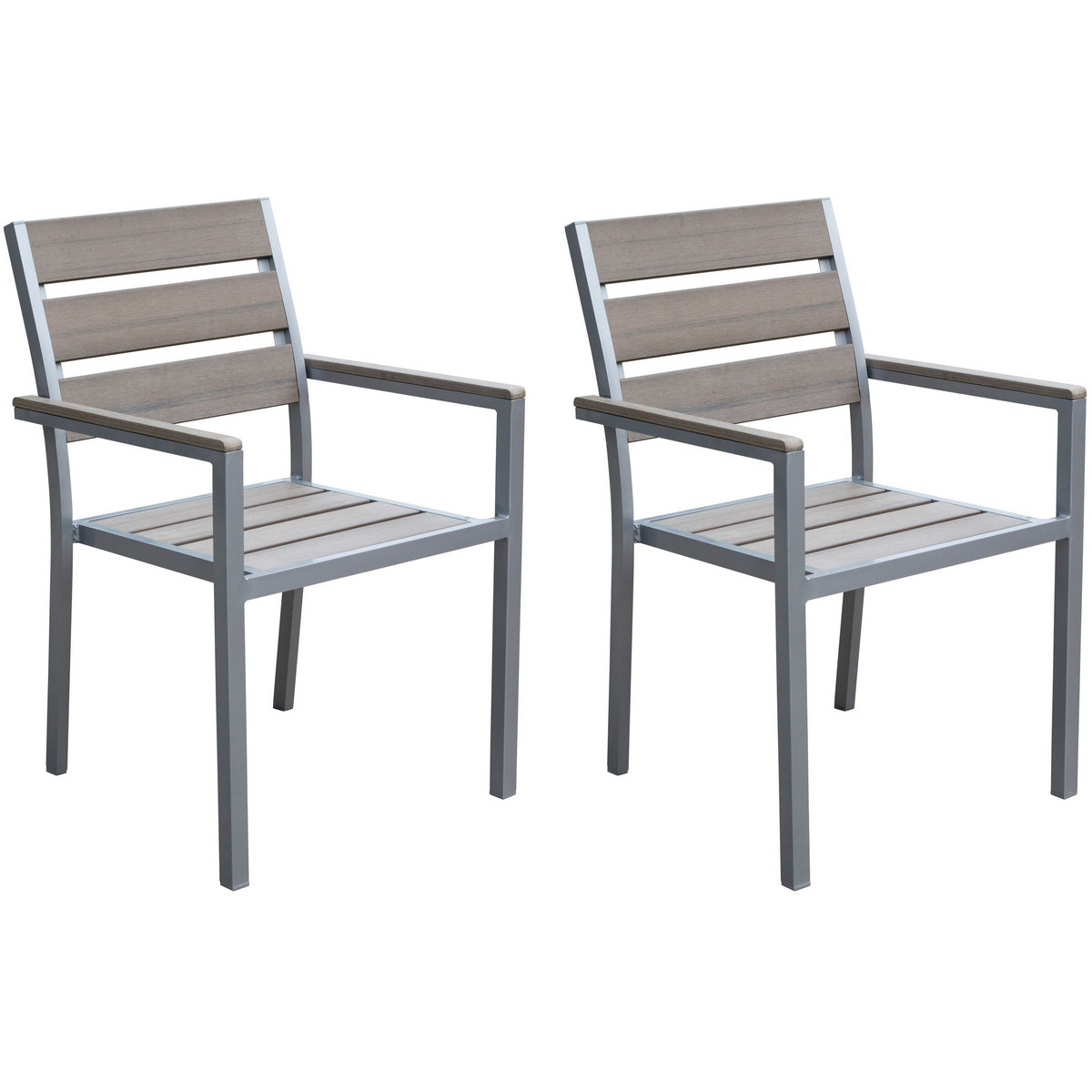 CorLiving PJR-571-C Gallant Sun Bleached Grey Outdoor Dining Chairs, Set of 2
