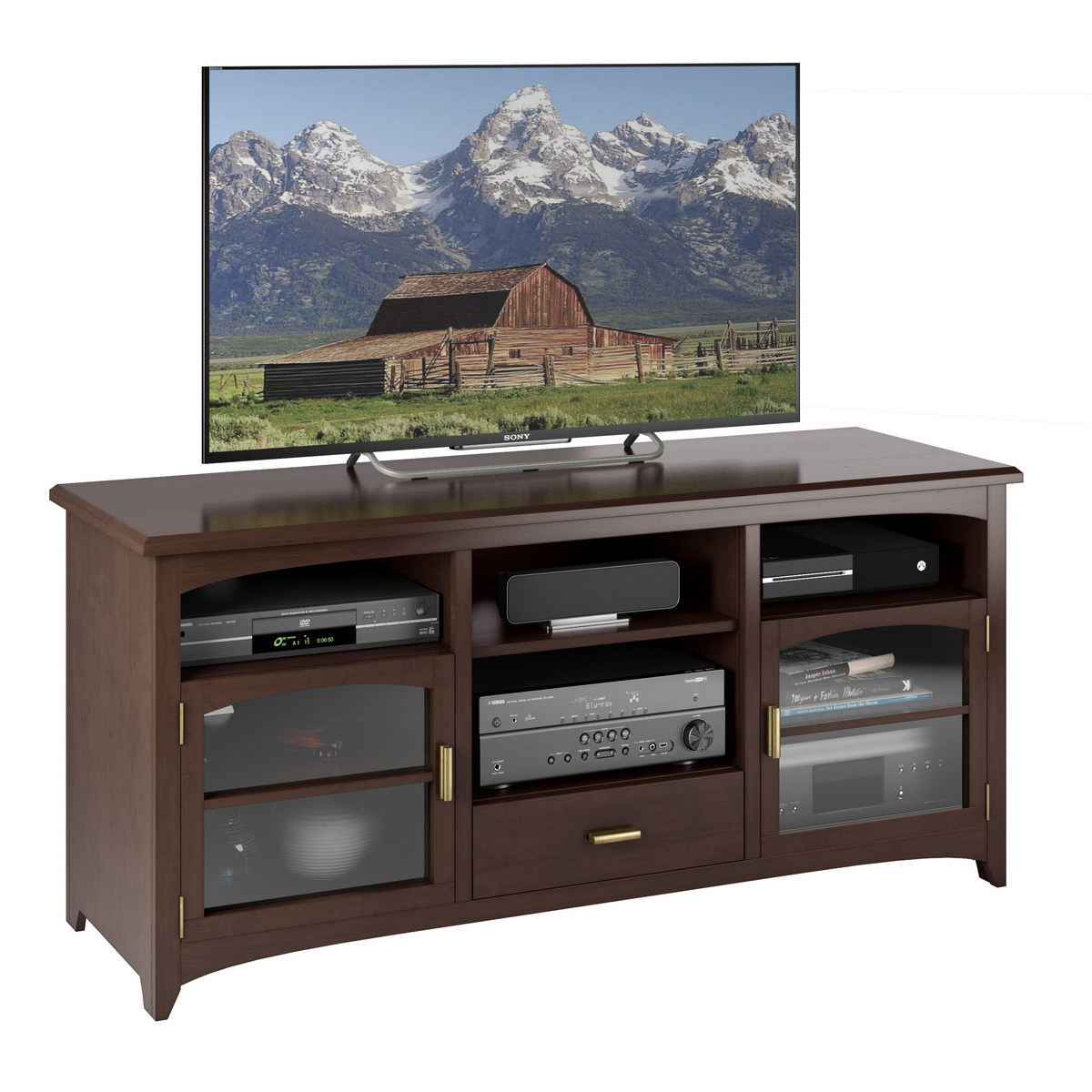 Corliving Tpp Carson Dark Espresso Wood Veneer Tv Bench Tvs Up To Product Picture