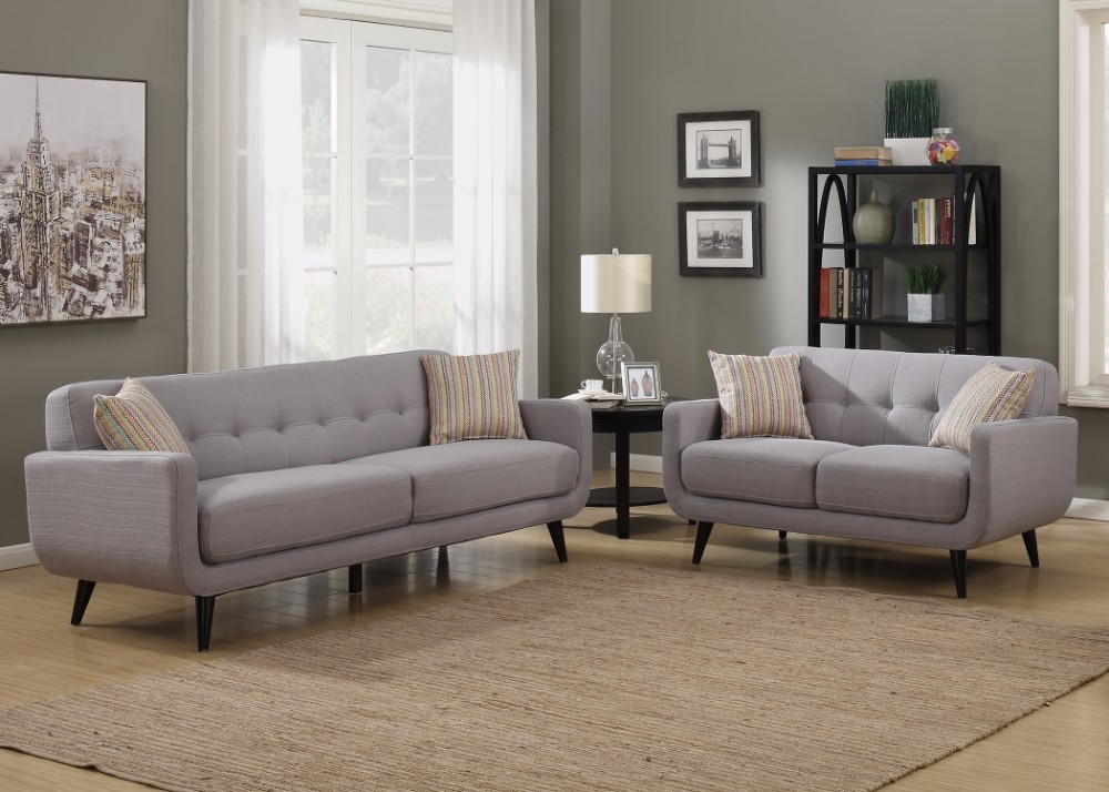 Ac Pacific Upholstered Living Room Set Tufted Sofa Loveseat Accent