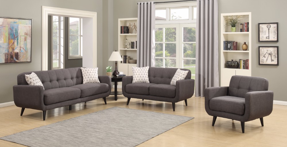 Ac Pacific Upholstered Living Room Set Tufted Sofa Loveseat Arm