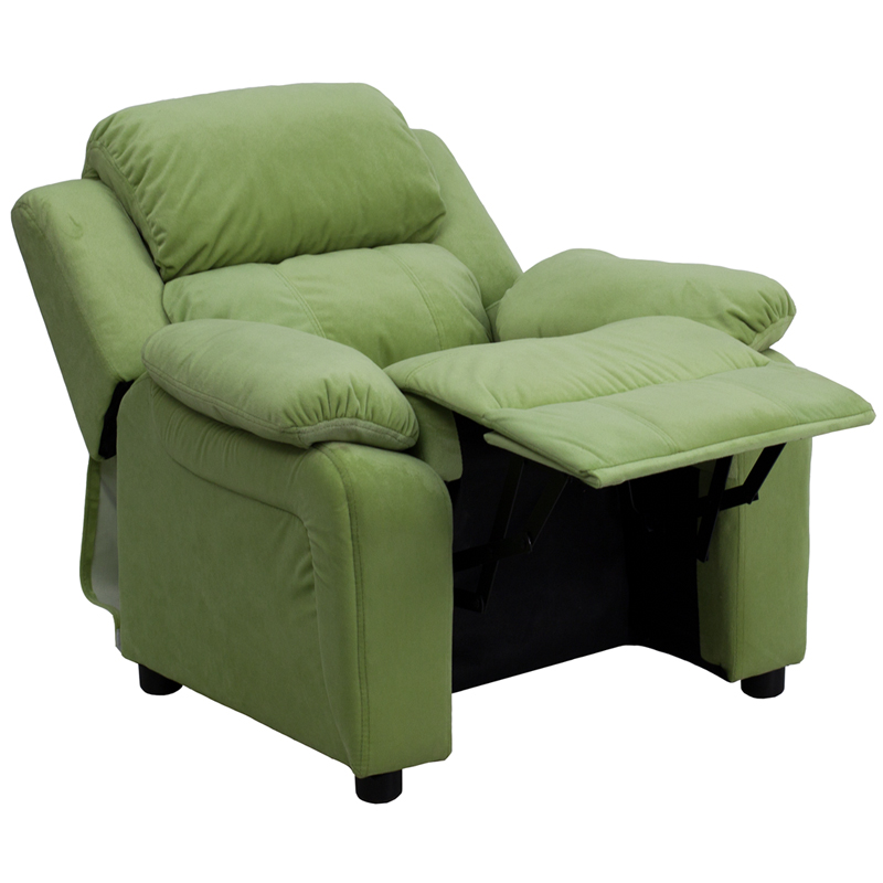 Deluxe Padded Contemporary Avocado Microfiber Kids Recliner W/ Storage Arms - Flash Furniture Bt-7985-kid-mic-avo-gg