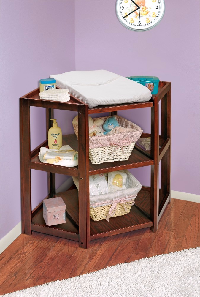 Diaper Corner Baby Changing Table In Cherry - Badger Basket 02207