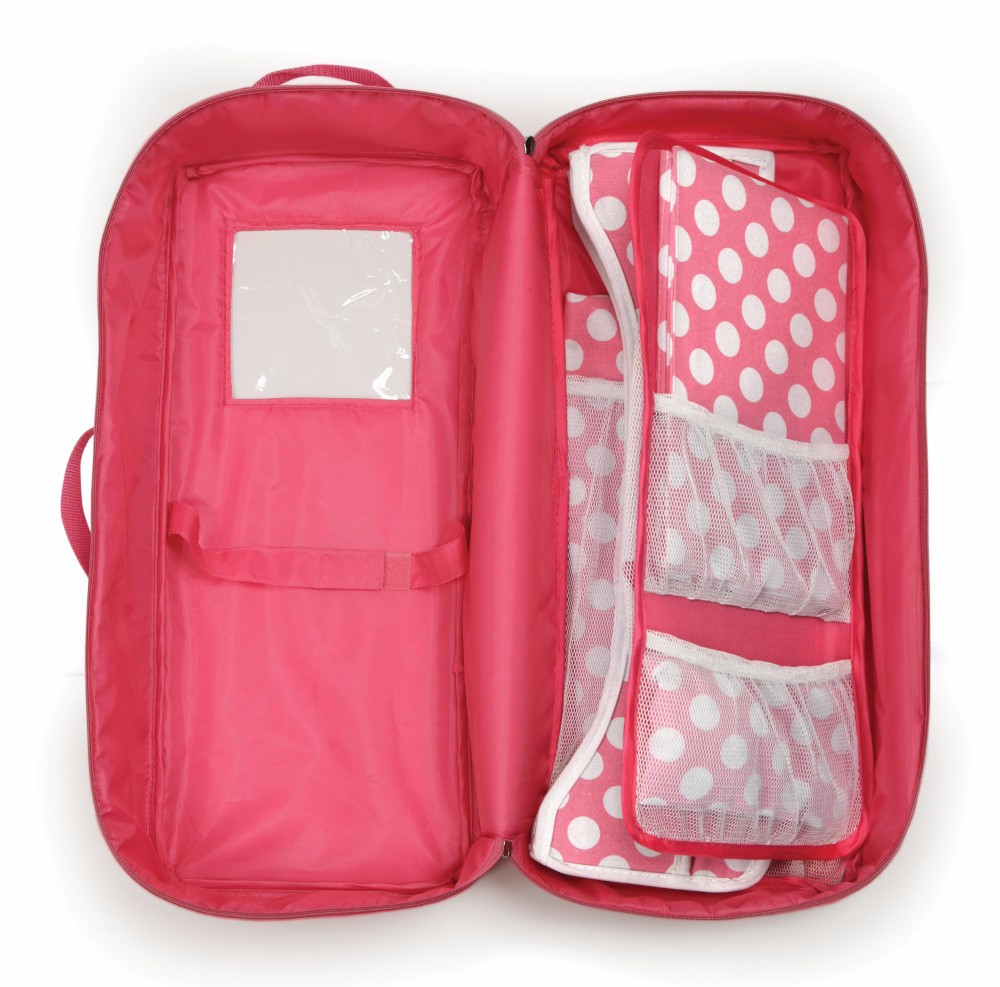 Doll Travel Case W/ Bed & Bedding In Pink - Badger Basket 01390