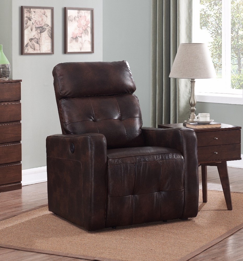 Ac Leather Tufted Upholstered Living Room Electric Recliner Product Photo