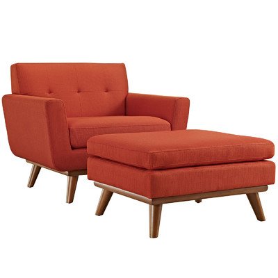 East End Chair Ottoman Red