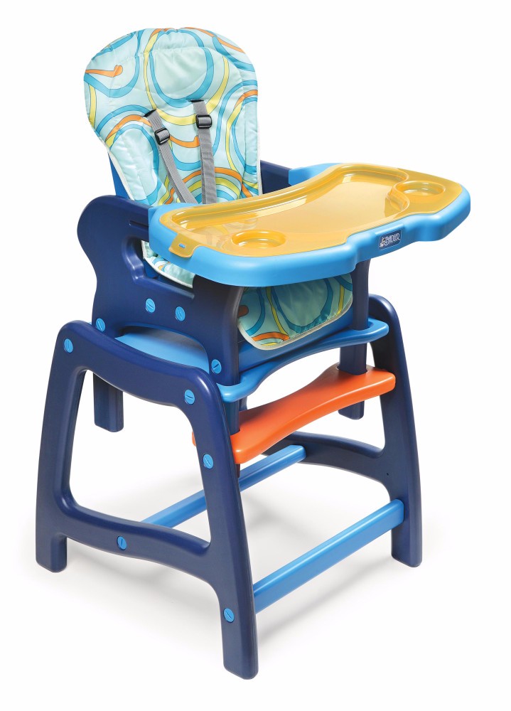 Envee Baby High Chair W/ Playtable Conversion In Blue/orange - Badger Basket 00939