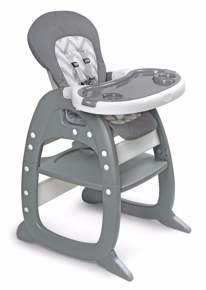 Envee Ii Baby High Chair W/ Playtable Conversion In Gray/chevron - Badger Basket 93702