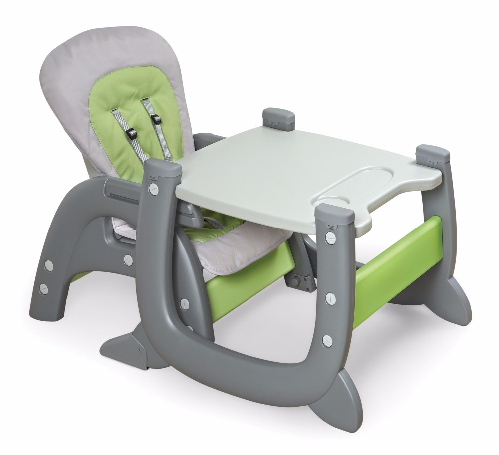 Envee Ii Baby High Chair W/ Playtable Conversion In Gray/green - Badger Basket 93701