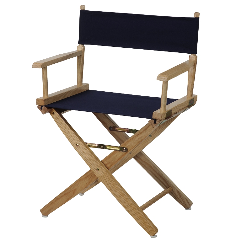 Extra-wide Premium 18" Directors Chair Natural Frame W/ Navy Color Cover - Casual Home 206-00/032-10