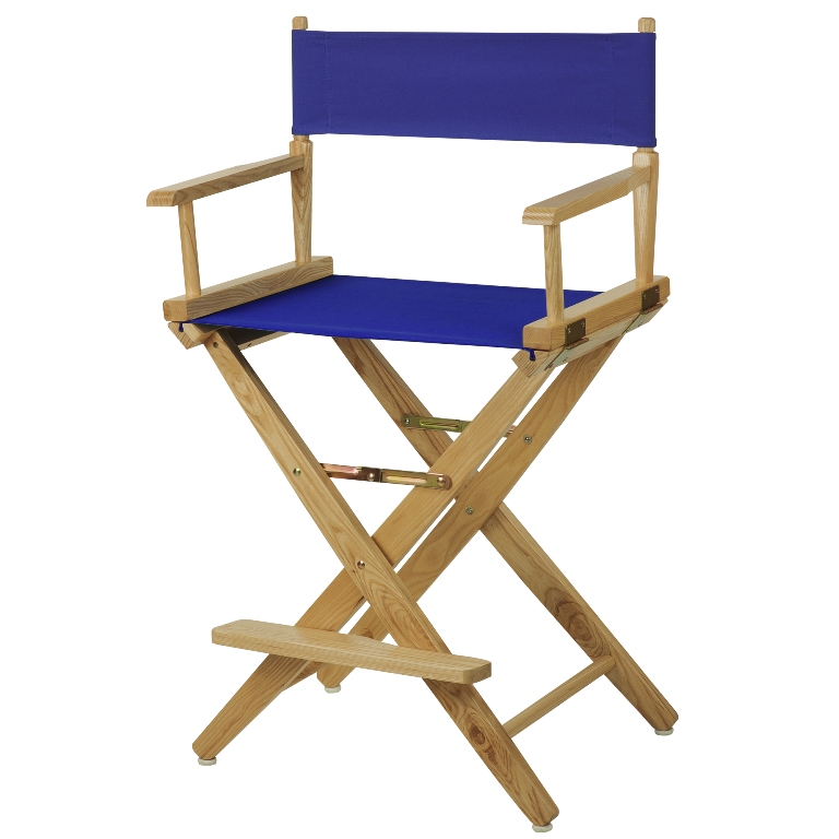 Extra-wide Premium 24" Directors Chair Natural Frame W/ Royal Blue Color Cover - Casual Home 206-20/032-13