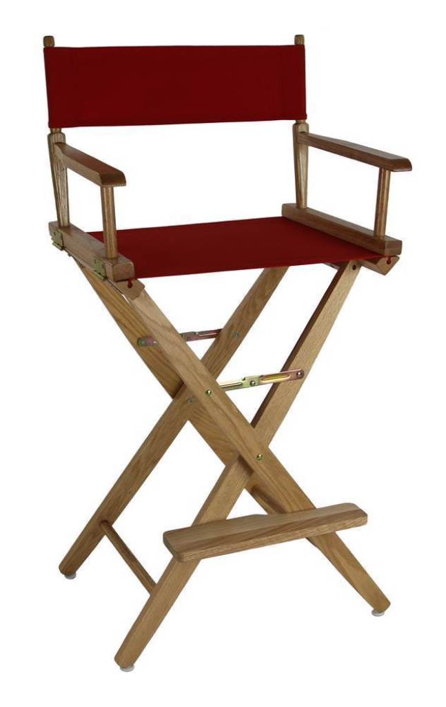 Extra-wide Premium 30" Directors Chair Natural Frame W/ Red Color Cover - Casual Home 206-30/032-11