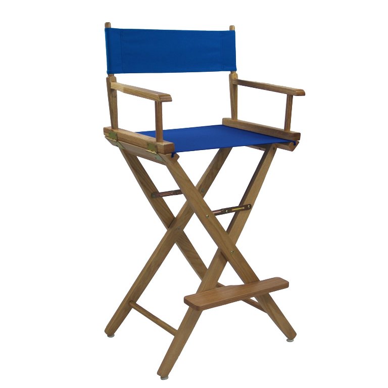Extra-wide Premium 30" Directors Chair Natural Frame W/ Royal Blue Color Cover - Casual Home 206-30/032-13