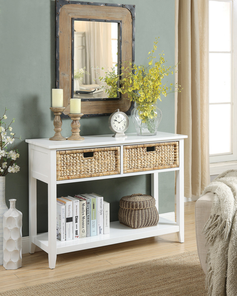 Flavius Console Table (2 Drawers ) In White - Acme Furniture 90262