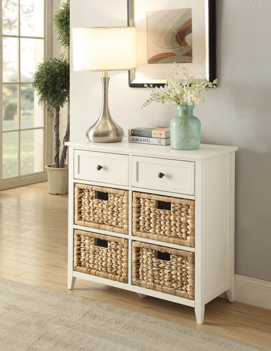 Flavius Console Table (6 Drawers ) In White - Acme Furniture 97416