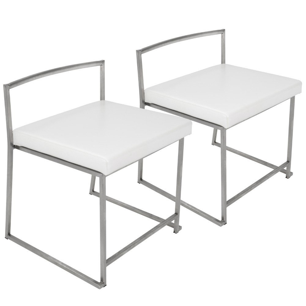 Fuji Contemporary Stainless Steel Dining Chair Set Of 2 Lumisource Ch Fujiss W2