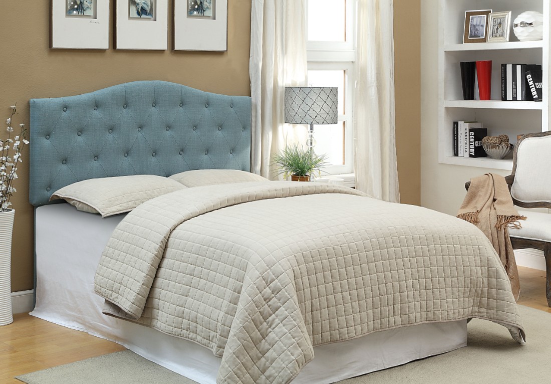 Furniture Of America Afton Contemporary Camelback Tufted Full To Queen Headboard In Blue - Enitial Lab Idf-7989bl-hb-fq