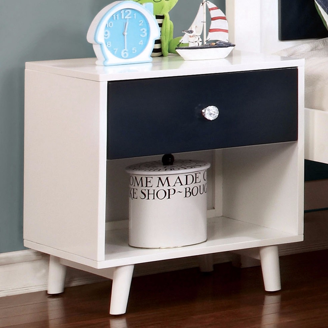 Picture of Furniture of America Ashwin Contemporary Two-Tone Youth Nightstand in Blue & White - Enitial Lab IDF-7850BL-N