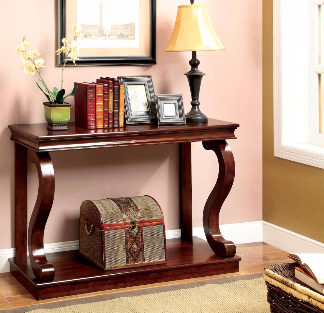 Furniture Of America Coles Transitional Open Shelf Console Table In Cherry - Enitial Lab Idf-ac204