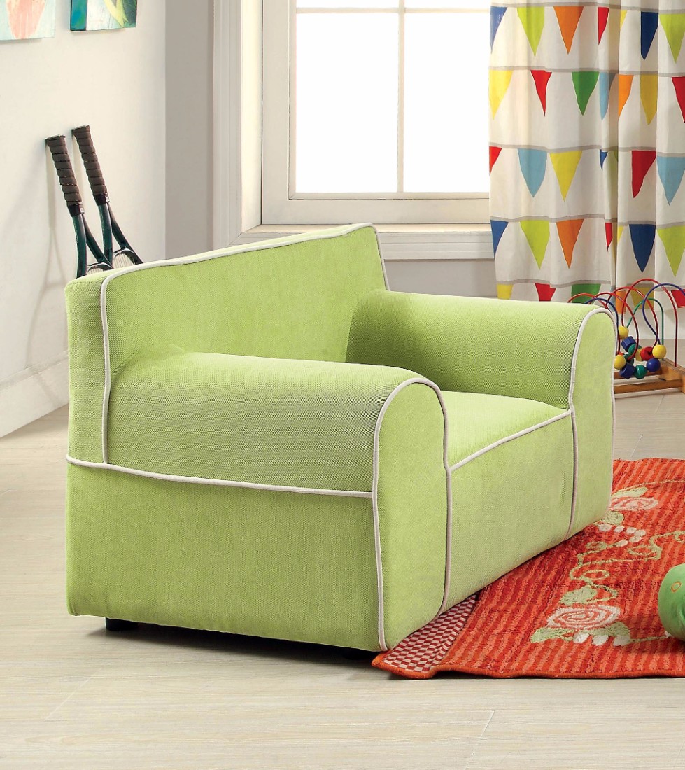 Furniture Of America Donnie Contemporary Kids Arm Chair In Green - Enitial Lab Idf-6001gr