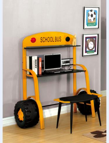 Furniture Of America Olander School Bus Desk In Yellow & Black - Enitial Lab Idf-7797dk