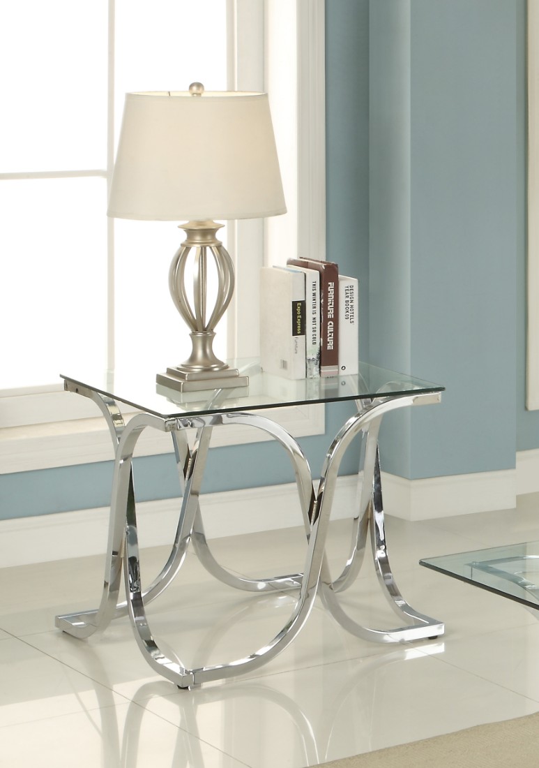 Furniture Of America Oliver Contemporary Tempered Glass End Table In Chrome - Enitial Lab Idf-4233e