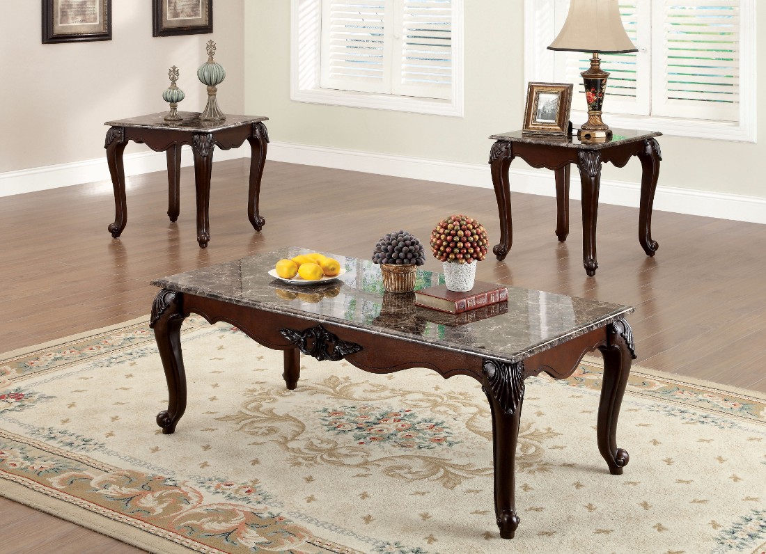 Coffee End Table Set Cherry Furniture Of America