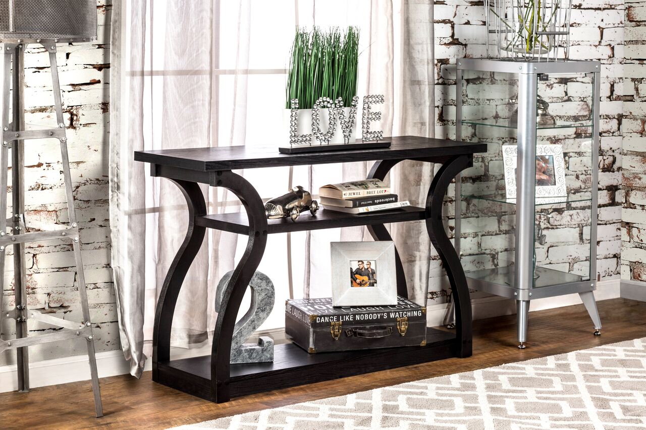 Furniture Of America Wiley Curvy Open Black Console Table - Enitial Lab Ynj-241-1