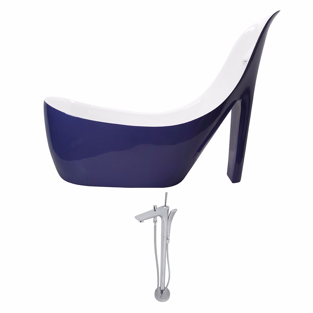Gala 67 ft Acrylic Slipper Freestanding Flatbottom Non Whirlpool Bathtub in Violet Kase Faucet in Chrome ANZZI FT218 0029