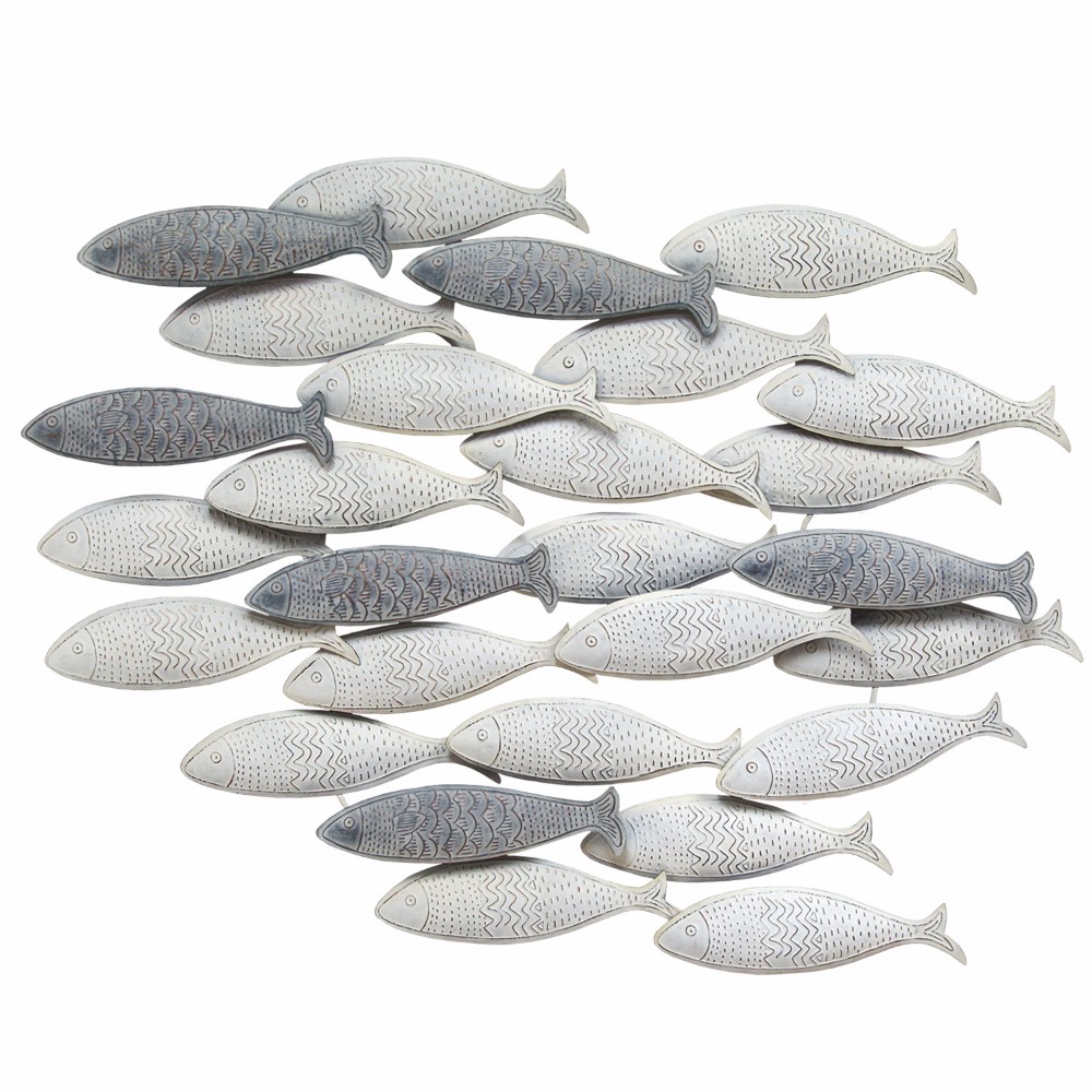 Grey School Of Fish Wall Decor - Stratton Home Decor S07742