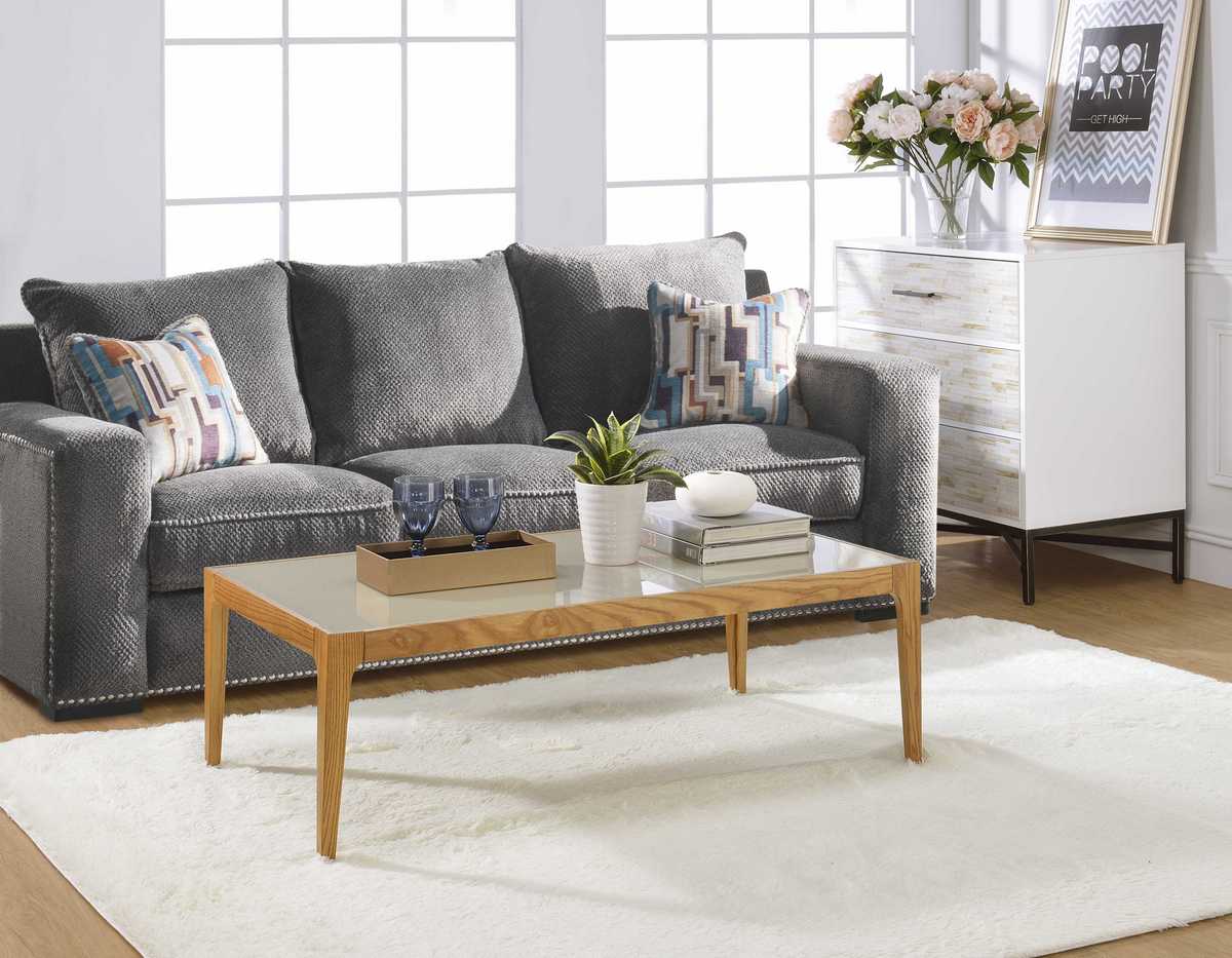 Gwynn Coffee Table In Natural & Frosted Glass - Acme Furniture 84665