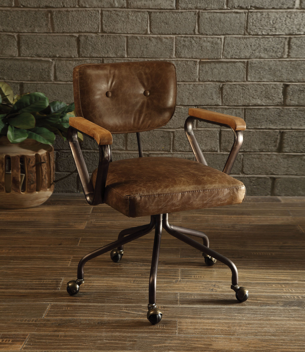 Hallie Executive Office Chair In Vintage Whiskey Top Grain Leather - Acme Furniture 92410
