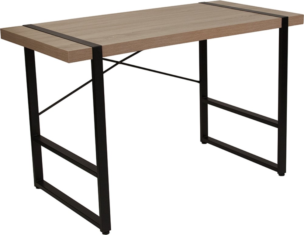 Hanover Park Rustic Wood Grain Finish Console Table W/ Black Metal Frame - Flash Furniture Nan-jn-21738-gg