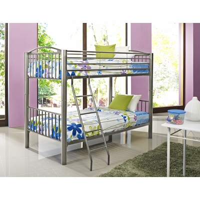Heavy Metal "pewter" Twin Over Twin Bunk Bed Powell-941-138