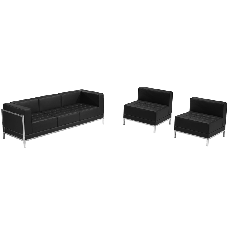 Black Leather Sofa Chair Set