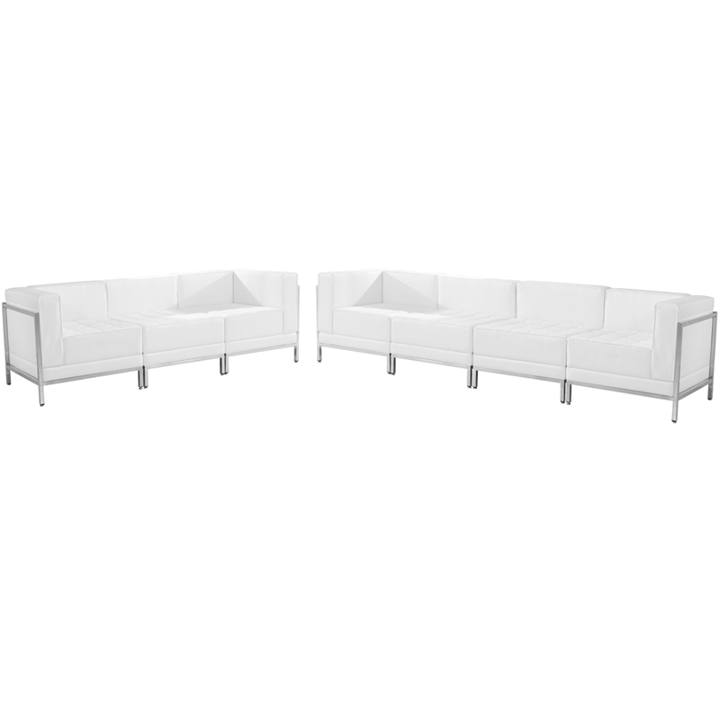 Flash White Leather Sofa Set
