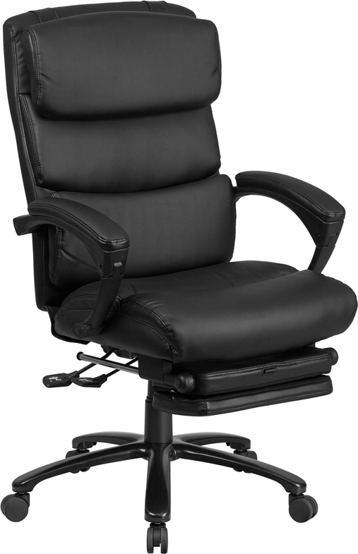 High Back Black Leather Executive Reclining Swivel Office Chair W/ Comfort Coil Seat Springs & Padded Armrests - Flash Furniture Bt-90519h-gg