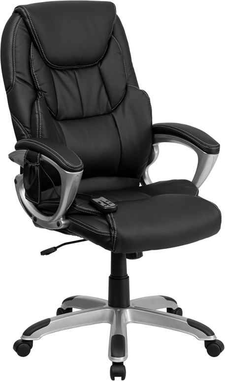 Executive | Furniture | Massage | Leather | Office | Swivel | Silver | Flash | Chair | Black | Back | High