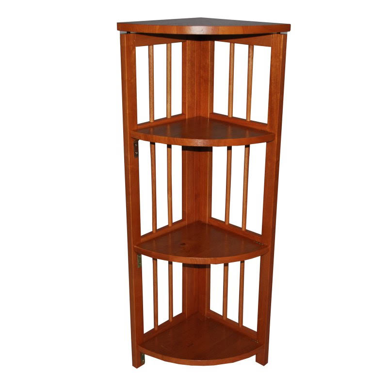 Honey Oak 3-shelf Corner Folding Bookcase - Casual Home 315-15