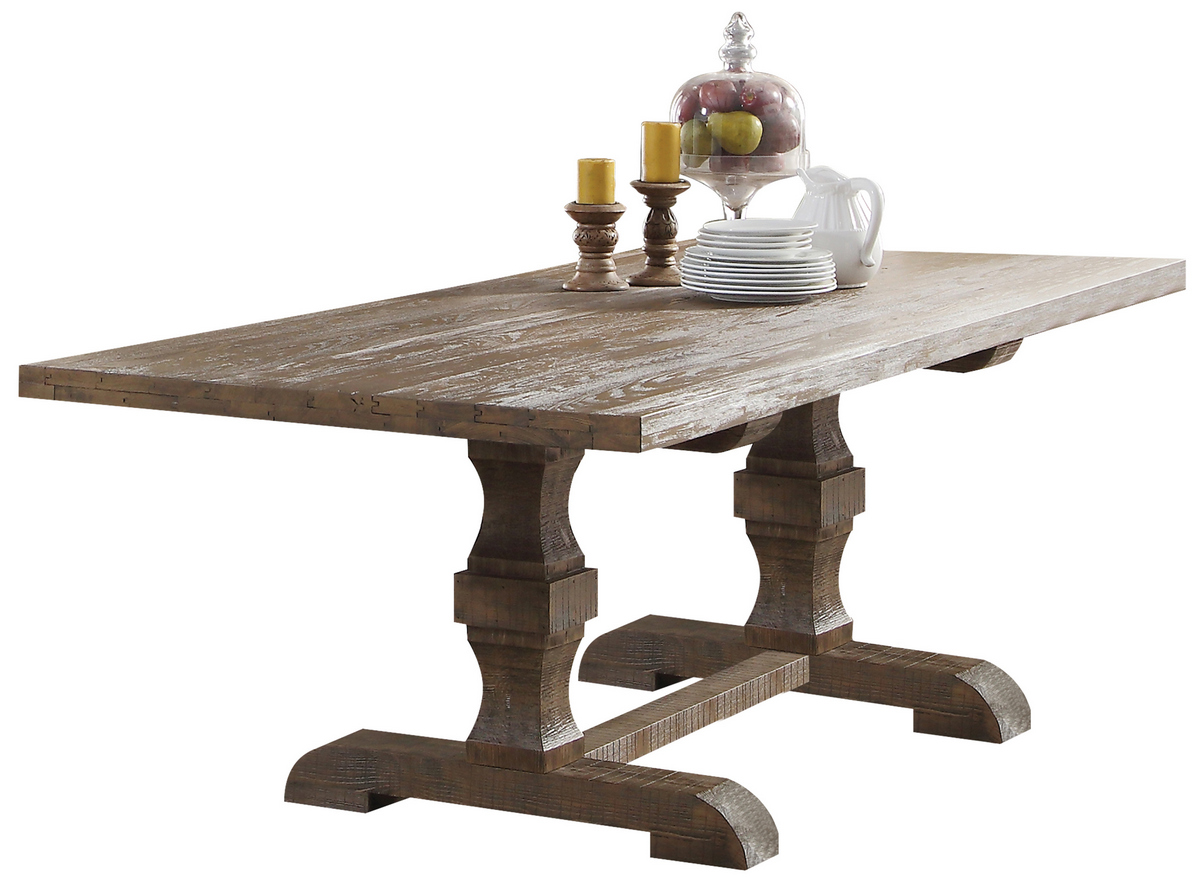 Dining Table Pedestal Oak Acme