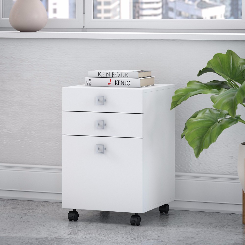 kathy IrelandÂ® Office by Bush Furniture KI60101-03 - Echo 3 Drawer Mobile File Cabinet in Pure White