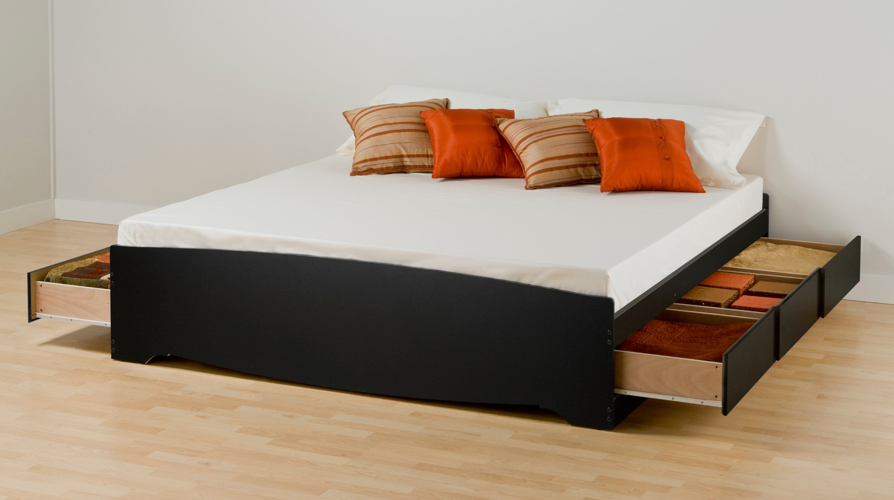 Platform Storage Bed W 6 Drawers, Prepac Black Sonoma King Bookcase Platform Storage Bed