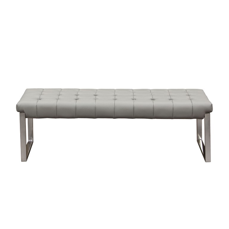 Knox Backless, Tufted Bench W/ Stainless Steel Frame In Grey - Nova Lifestyle Knoxbegr